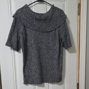 Chaus Black and White Cowl Neck Sweater